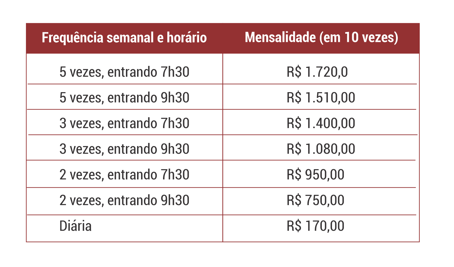 tab horario e diaria